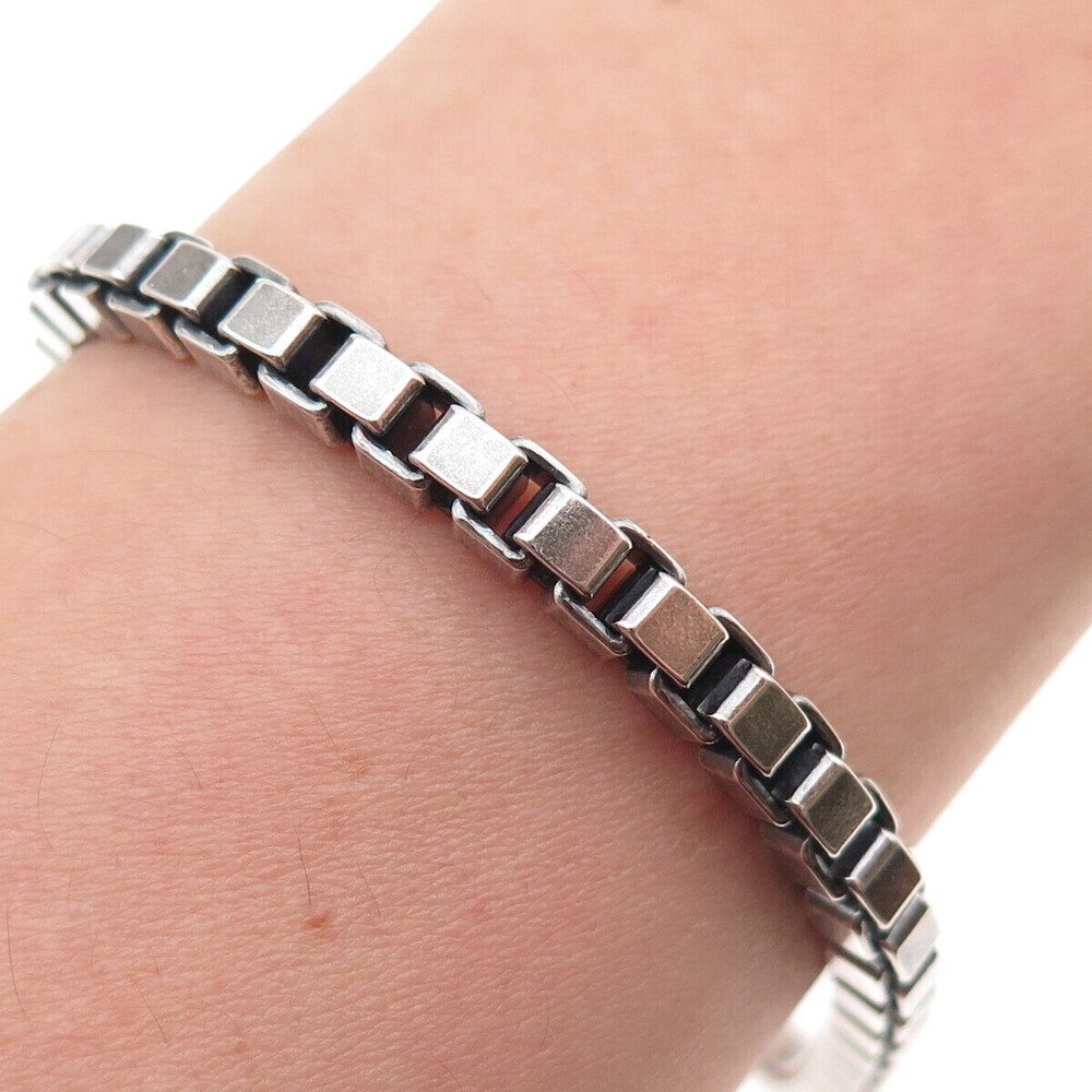 Milor 925 Sterling Silver Vintage Italy Venetian Link Bracelet 7.5"